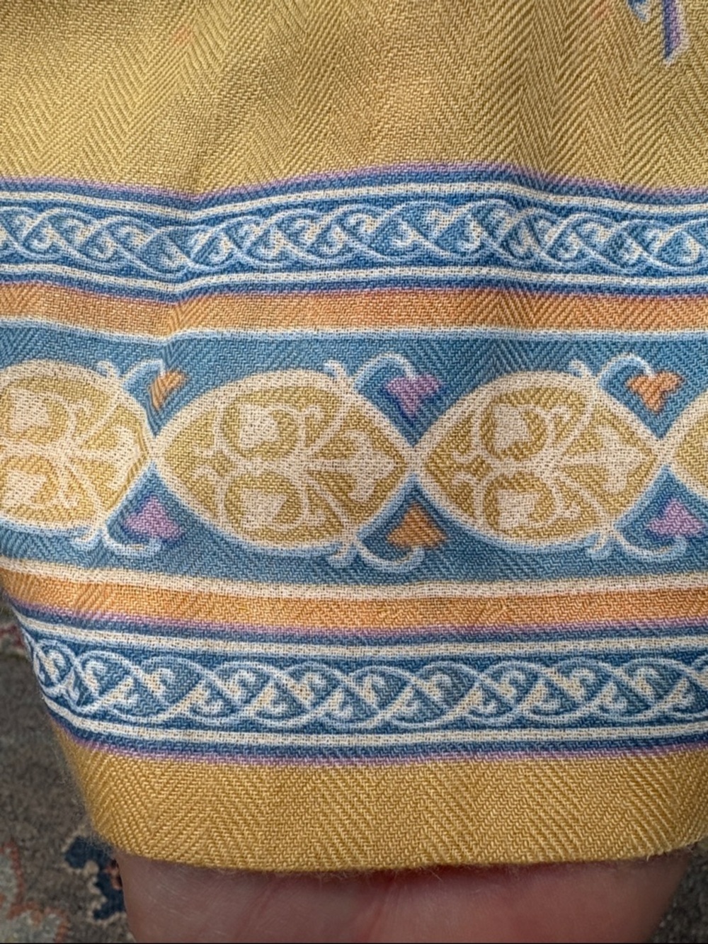 Vintage Sidha Skirt | Silk Cashmere Blend Floral Border Sz XS - Picture 5 of 7
